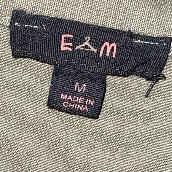 E&M Army Green Anorak fair isle sleeves Jacket Sz. MD - Picture 12 of 14